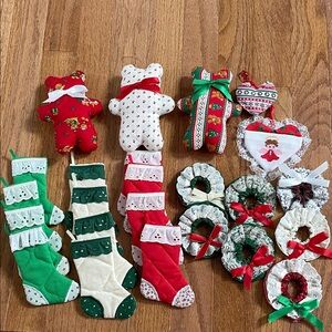 24 piece vintage homemade Christmas ornament set